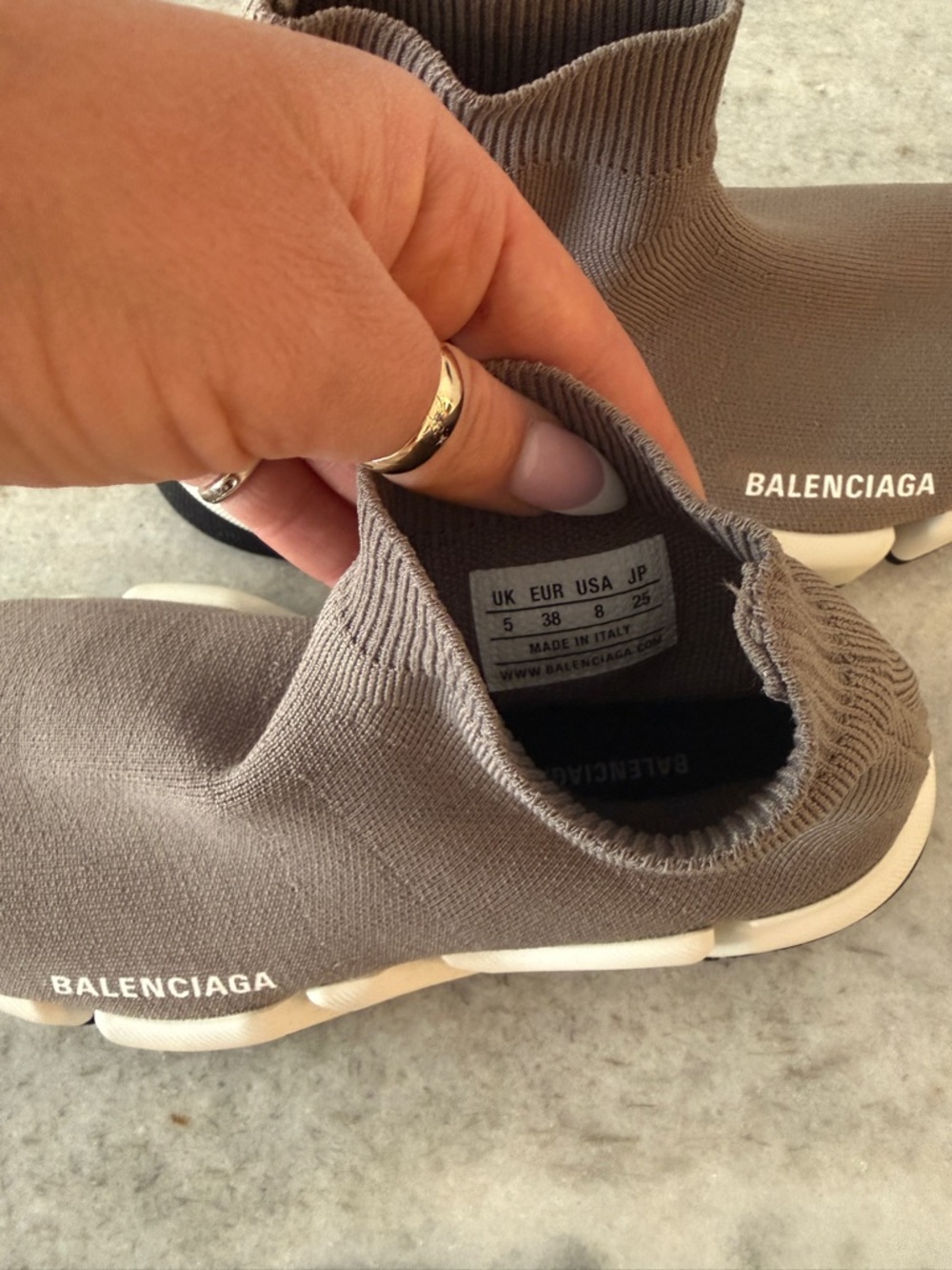 Balenciaga Taupe Grey Speed 2.0 LT - Knit Slip On Sock Sneakers - Picture 6 of 6